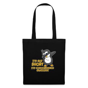 Pingouin mignon avec le dicton - Je ne suis pas petit - Sac en tissu - noir - Devant