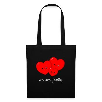 Coeurs - famille - Sac en tissu - noir - Devant