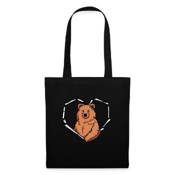 Bear Crack Torn Hole Coeur Ours Visage - Sac en tissu - noir - Devant
