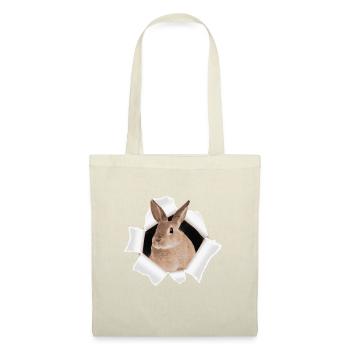 Lapin regardant à travers le trou - Sac en tissu - nature - Devant