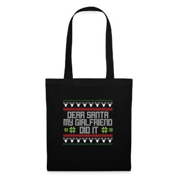 Dear Santa My Girlfriend Did It Ugly Christmas - Tote Bag - black - Front