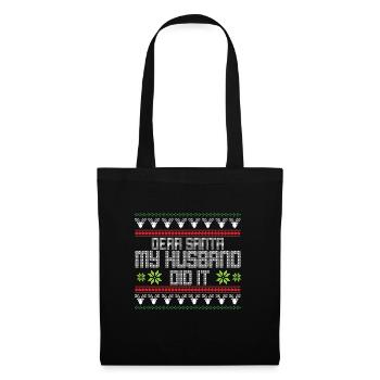 Cher Père Noël Mon mari l’a fait drôle Noël moche - Sac en tissu - noir - Devant