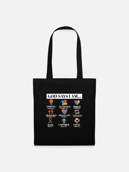 Autism Awareness God Says I Am Strong Asperger - Stoffbeutel - Schwarz