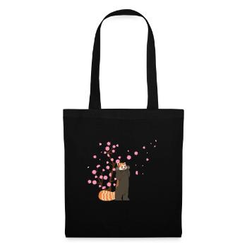 Kirschblüte Roter Panda Japanische Sakura Blume - Stoffbeutel - Schwarz - Vorne