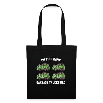 Je suis ce vieux 4ème anniversaire de camions à ordures - Sac en tissu - noir - Devant