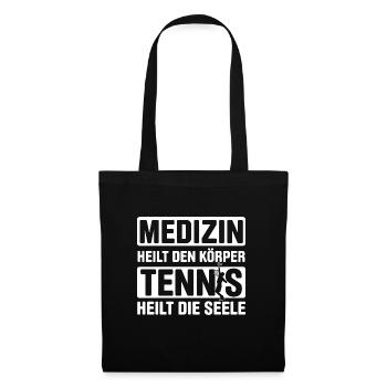 Medizin Heilt Den Körper Tennis Heilt Die Seele - Stoffbeutel - Schwarz - Vorne