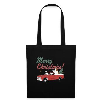 Merry Christmas Saint Bernard Dog Vintage Red - Stoffbeutel - Schwarz - Vorne