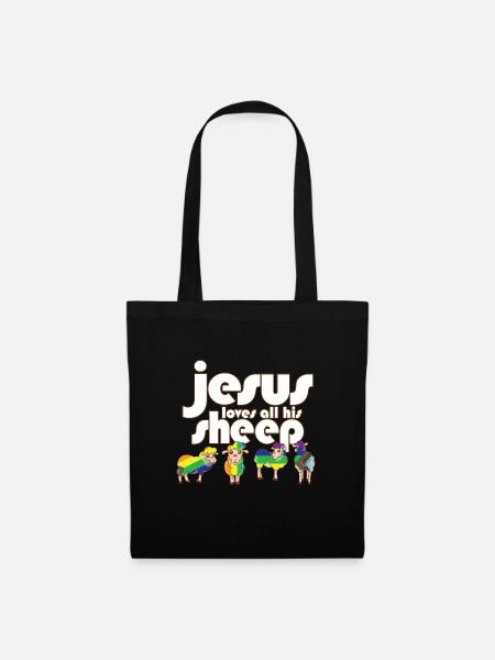 Proud Ally Jesus Loves All His Sheep LGBTQ Gay - Stoffbeutel - Schwarz