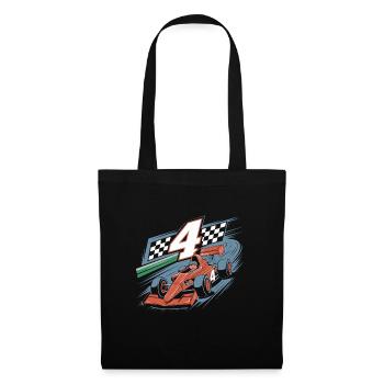 4rd Birthday Race Car Theme for Boys - Tote Bag - black - Front