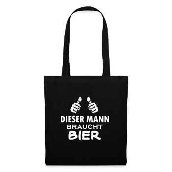dieser mann braucht bier - Stoffbeutel - Schwarz - Vorne