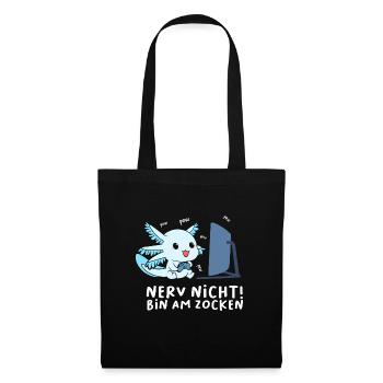 Bin am Zocken Gaming Axolotl - Stoffbeutel - Schwarz - Vorne
