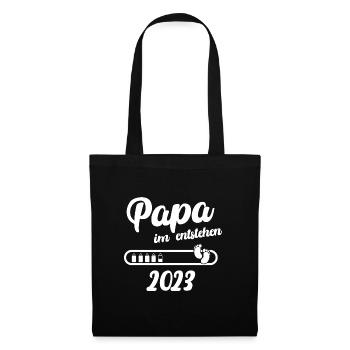 Papa im entstehen 2023, Vater 2023 - Stoffbeutel - Schwarz - Vorne