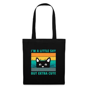 I'm A Little Shy But Extra Cute Retro Cat Lover Ca - Stoffbeutel - Schwarz - Vorne