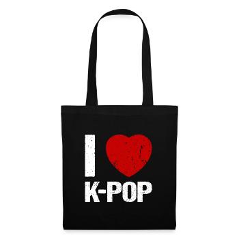 I love K-Pop Musik Herz - Stoffbeutel - Schwarz - Vorne