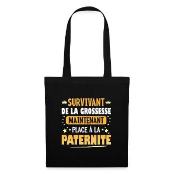 Humour Paternité Après Grossesse Jeune Papa 2024 - Sac en tissu - noir - Devant