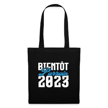 Cadeau Annonce grossesse bientôt Parrain 2023. - Sac en tissu - noir - Devant