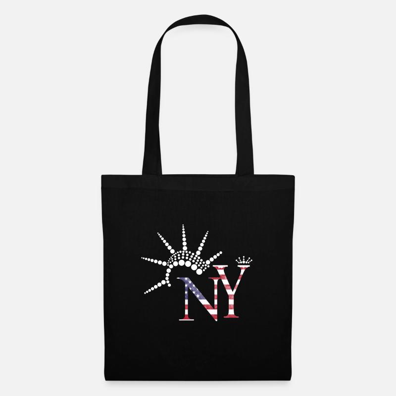 USA New York Flagge Freiheitsstatue Geschenk - Stoffbeutel - Schwarz