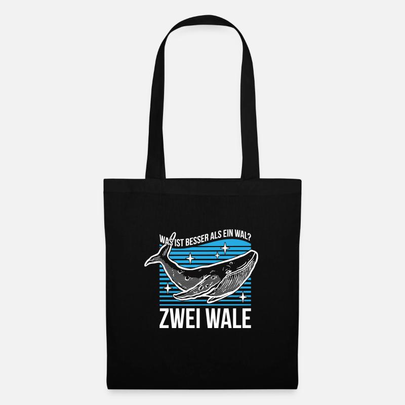 Was ist besser als ein Wal? Zwei Wale - Stoffbeutel - Schwarz
