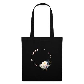 Floral Half Wreath Pastel Personalizable - Tote Bag - black - Front