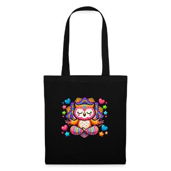 Eule Mandala Yoga - Stoffbeutel - Schwarz - Vorne