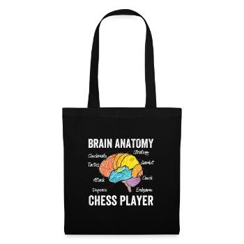 Lustiges Schach - Gehirn anatomie eines Schachspielers - Stoffbeutel - Schwarz - Vorne