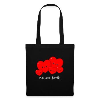 Coeurs - famille - Sac en tissu - noir - Devant