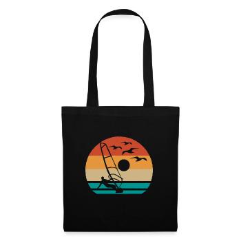 Windsurfer mer vagues Sport planche à voile - Sac en tissu - noir - Devant
