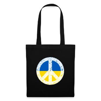 Peace in Ukraine Flagge Wappen Ukraine - Stoffbeutel - Schwarz - Vorne