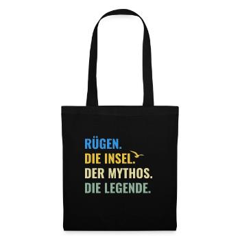 Rügen. Die Insel. Der Mythos. Die Legende Ostsee - Stoffbeutel - Schwarz - Vorne