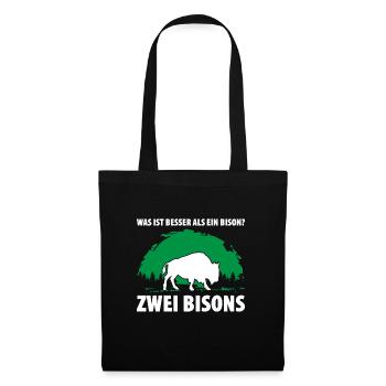 Was ist besser als ein Bison? Zwei Bisons - Stoffbeutel - Schwarz - Vorne