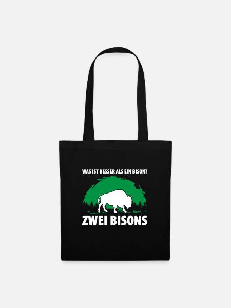 Was ist besser als ein Bison? Zwei Bisons - Stoffbeutel - Schwarz