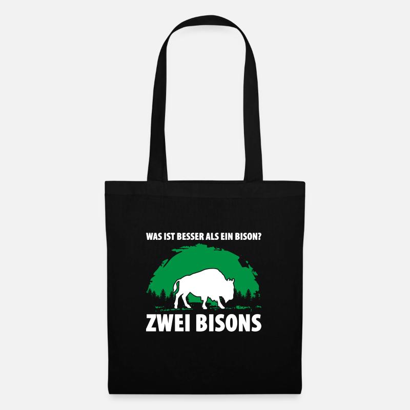 Was ist besser als ein Bison? Zwei Bisons - Stoffbeutel - Schwarz
