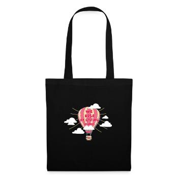 Heißluftballon & Ballon Fahrer Geschenk - Stoffbeutel - Schwarz - Vorne