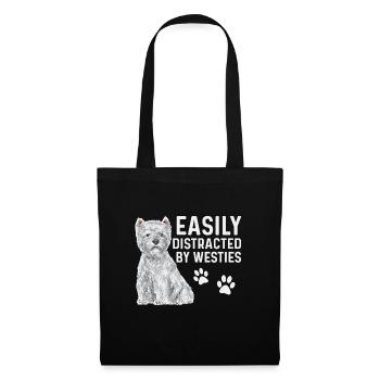 West Highland White Terrier Westie - Stoffbeutel - Schwarz - Vorne