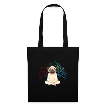 Pug Meditates Lotus Tree of Life Meditation - Tote Bag - black - Front