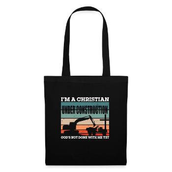 Je suis un chrétien en construction Culte du dimanche - Sac en tissu - noir - Devant