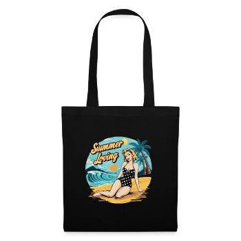 Retro Summer Loving Beach Vibes für einen - Stoffbeutel - Schwarz - Vorne