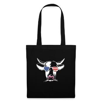 America cow with sunglasses July 4 US Farm com - Tote Bag - black - Front
