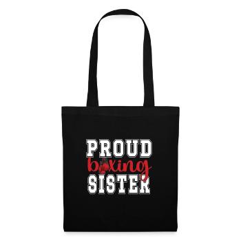Boxschwester Stolze Box-Schwester Boxer Geschenk - Stoffbeutel - Schwarz - Vorne