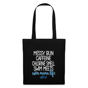 Schwimmmama Mama Eines Schwimmers Schwimm-Mutter - Stoffbeutel - Schwarz - Vorne