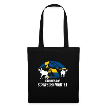 Ich Muss Los Schweden Wartet Schweden Geschenk - Stoffbeutel - Schwarz - Vorne