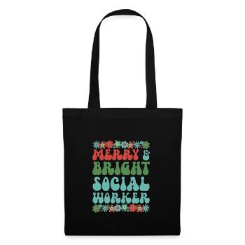 Travailleur social Travailleurs sociaux de Noël Cadeaux de Noël - Sac en tissu - noir - Devant