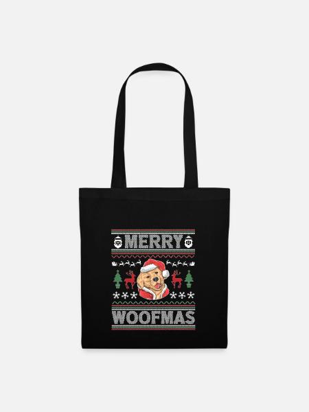 Golden Retriever Ugly Christmas Golden Dog Xmas - Stoffbeutel - Schwarz