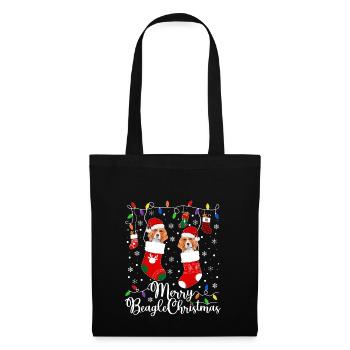 Beagle Christmas Party Beagle Dog Xmas Gifts - Stoffbeutel - Schwarz - Vorne