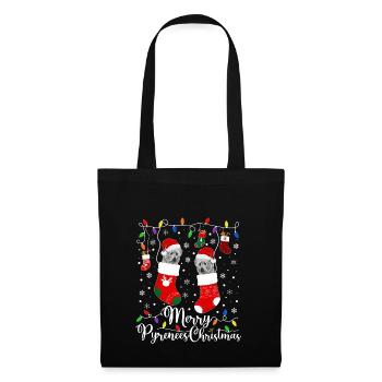 Great Pyrenees Weihnacht Goldener Hunde Geschenk - Stoffbeutel - Schwarz - Vorne