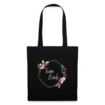 Team Bride Blumen Hochzeit Geschenk - Stoffbeutel - Schwarz - Vorne
