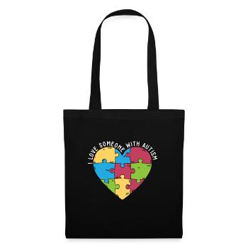 I Love Someone With Autism Awareness Month Puzzle - Tote Bag - black - Front