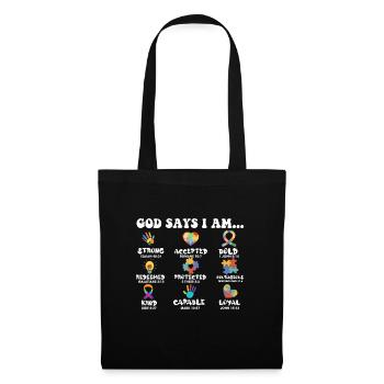 God Says I Am Strong Autism Awareness Asperger's - Tote Bag - black - Front