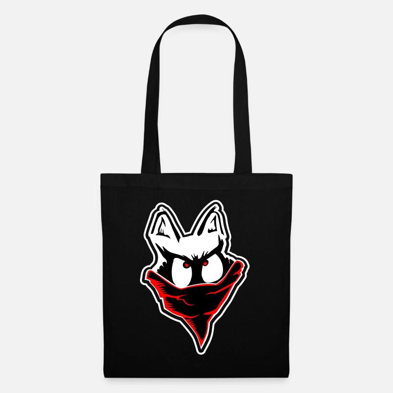 Mad Coon Logo mit Bandana und Outline - Stoffbeutel - Schwarz