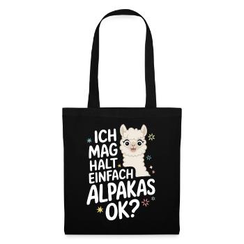Alpaka Llama - Stoffbeutel - Schwarz - Vorne